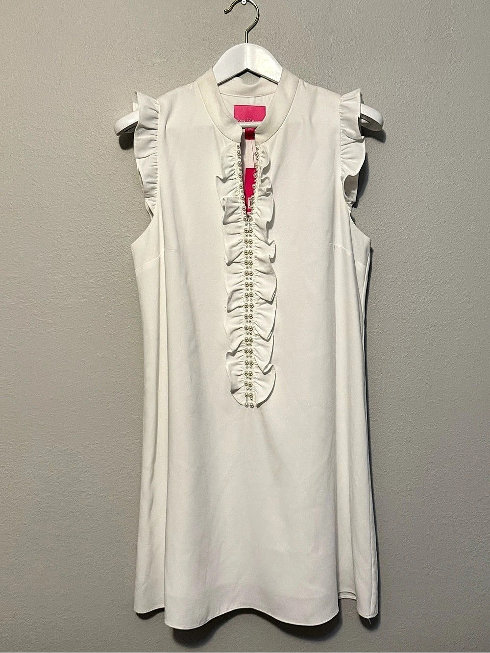 Lilly Pulitzer Pearl Ruffle Mini Dress in White Size 12 NWT